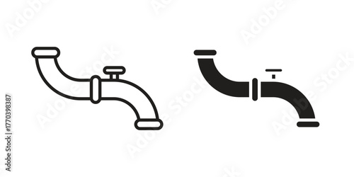 Plumbing pipes icon illustrations collection. editable stroke outline and flat style