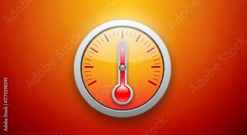 Thermometer showing high temperature on orange background hot weather symbol heat wave global warming climate change summer season