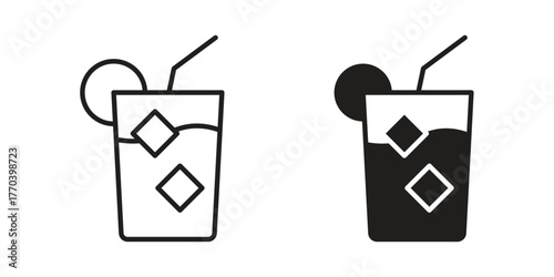 Refreshing cold drink icon illustrations collection. editable stroke outline and flat style