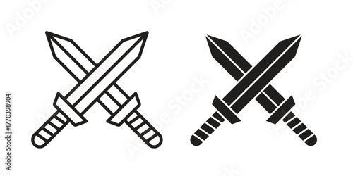 Role playing game icon illustrations collection. editable stroke outline and flat style