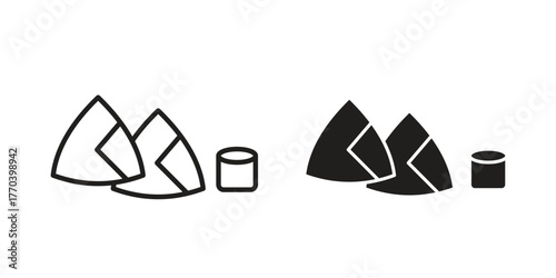 Samosa icon illustrations collection. editable stroke outline and flat style