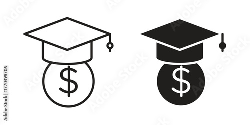 Scholarship icon illustrations collection. editable stroke outline and flat style