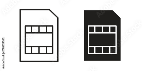 Sim icon illustrations collection. editable stroke outline and flat style