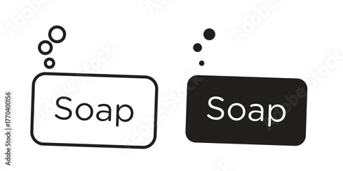 Soap bar icon illustrations collection. editable stroke outline and flat style