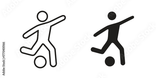 Soccer player icon illustrations collection. editable stroke outline and flat style