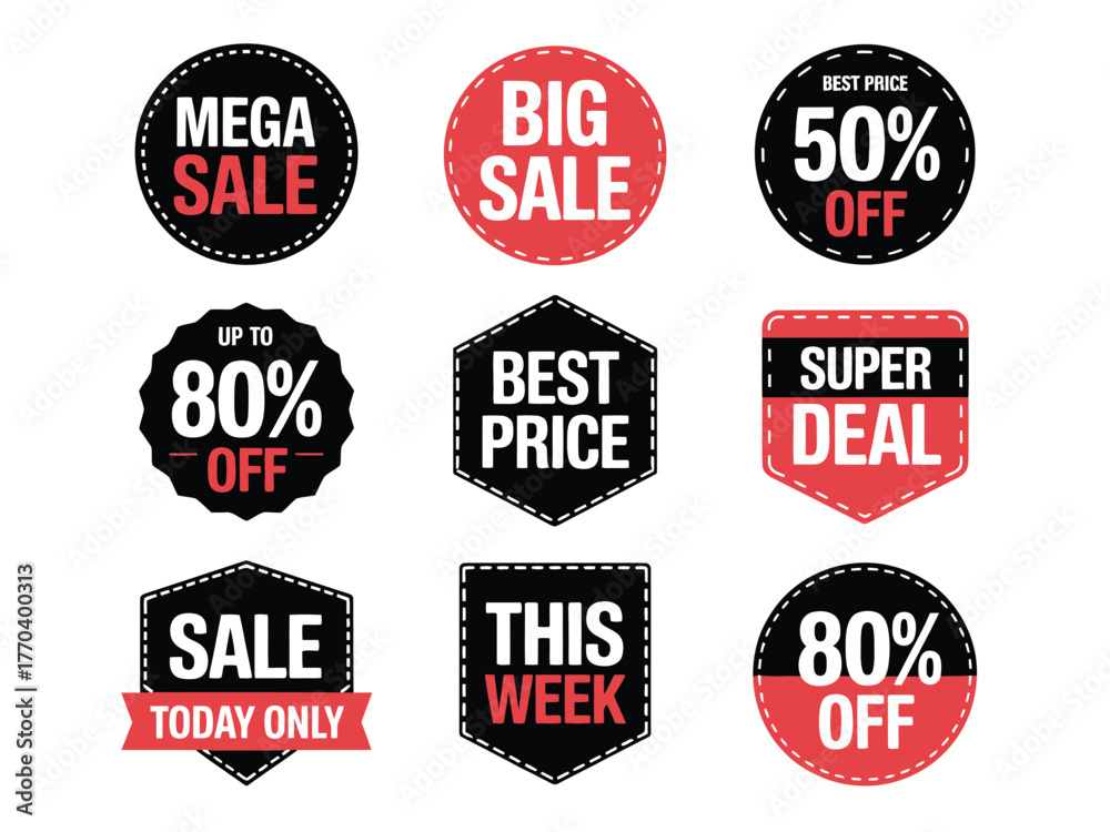 Obraz premium Find mega sale big sale best price super deal discount offers vector set