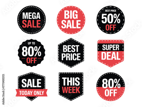 Find mega sale big sale best price super deal discount offers vector set