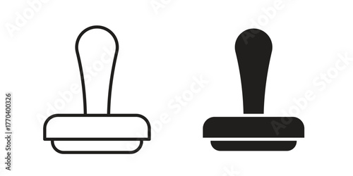 Stamp icon illustrations collection. editable stroke outline and flat style