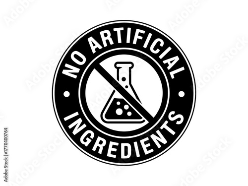 No artificial ingredients product label natural food seal vector design