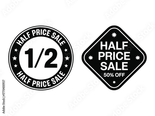 Half price sale promotion vector image for marketing and retail advertising