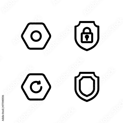 Essential UI Icon Set - Settings System Update Security and Shield Protection Elements