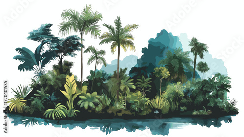 Amazon rainforest. Amazon rainforest hand drawn watercolor illustration