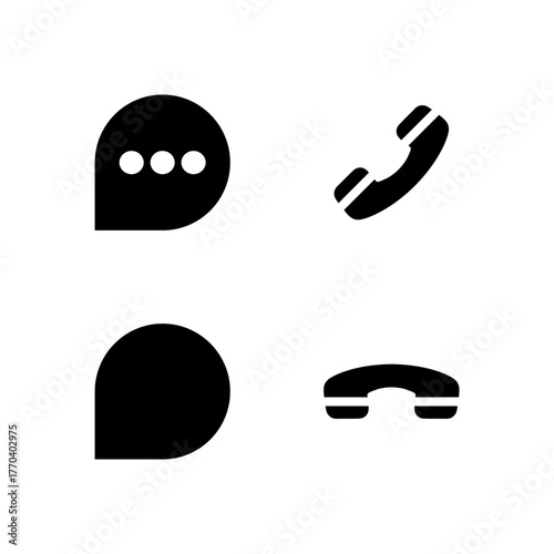 Essential UI Icon Set - Chat Comment Phone and Call Communication Elements