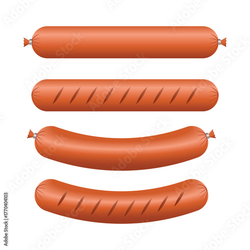 Grilled Meat Sausage Vector Illustration