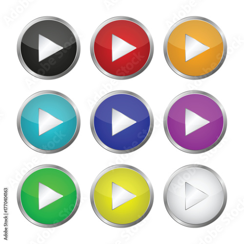 Free Download Metallic Play Button Vector Illustration - GFXLoad