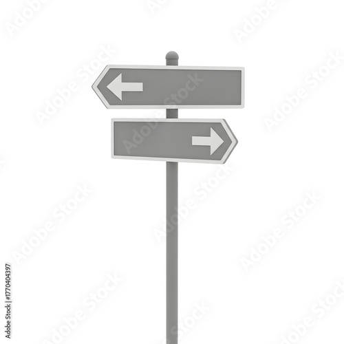Directional signpost with two arrows pointing left and right isolated on transparent background