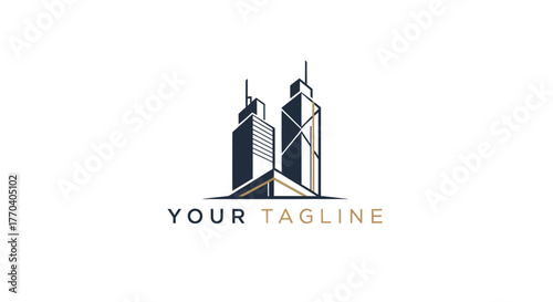 Elegant Skyscraper Logo Design Featuring Modern Architecture and Urban Skyline.