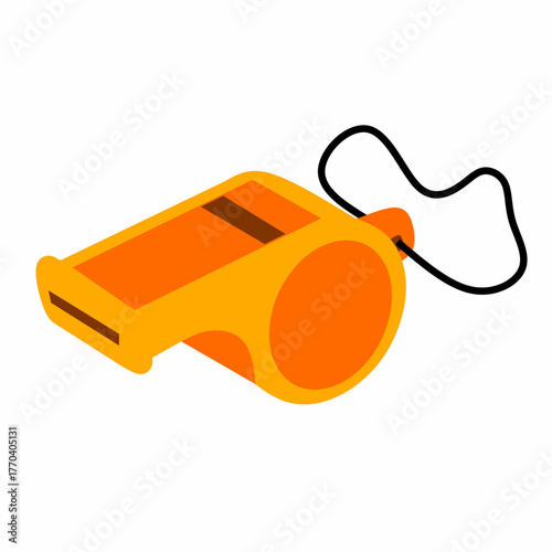 Vector illustration of a whistle with a rope on a white background.