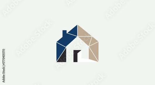 Geometric polygonal house logo design vector illustration.