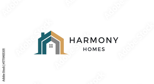 Modern Abstract House Logo Design for Harmony Homes.