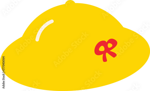 a flat icon drawing of a yellow kindergarten hat
