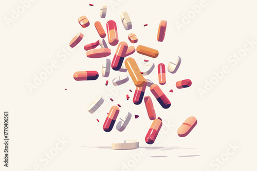Pills in air stock image isolated vector style