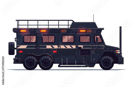 Prisoner Transport Vehicle stock image isolated vector style
