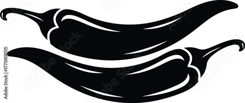 Bold black chili peppers, a simple yet striking icon for spicy food brands and culinary creations, promising vibrant flavor and intense heat in every dish