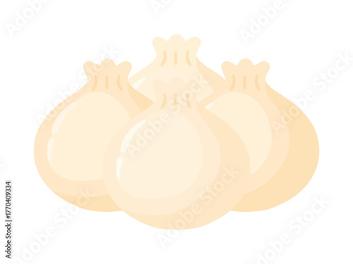 Steamed dim sum or dumplings Chinese food cartoon vector illustration