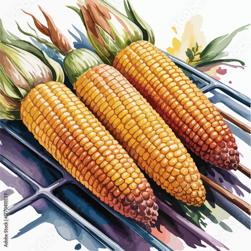 Fresh yellow corn on the cob, a healthy vegetarian vegetable, isolated on white