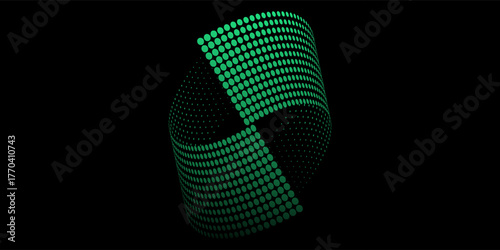 Bubble swelling as mountain. Hill, spherical protrusion. Hemisphere from dots.. Particle points dimension sound wave