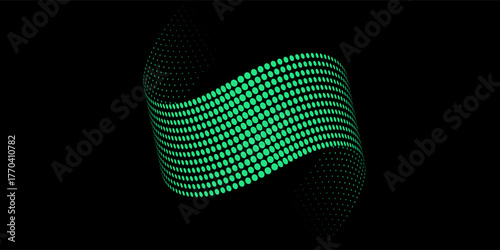 Bubble swelling as mountain. Hill, spherical protrusion. Hemisphere from dots.. Particle points dimension sound wave