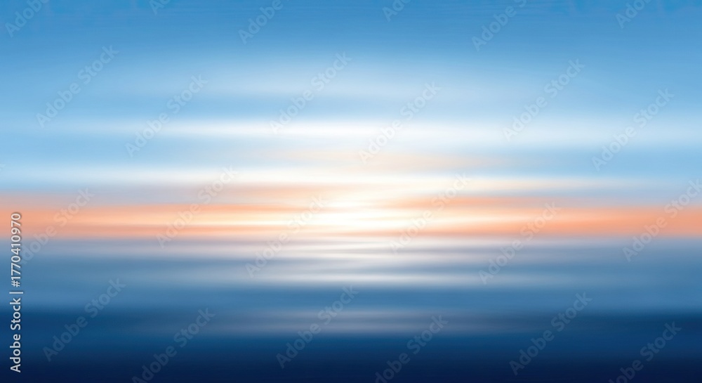 Obraz premium Serene Sea Abstract With Sunlight Reflection, Blue Gradient, Soft Horizon and Water View