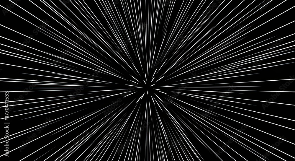 Obraz premium Speed Lines Bursting from Center Radial Motion with White Lines on Transparent BG