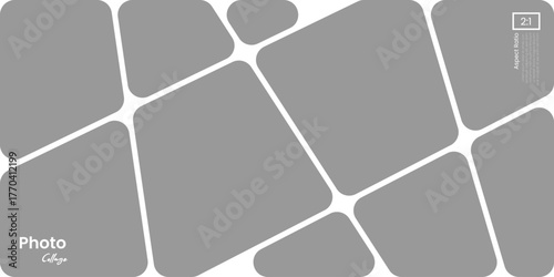 Abstract Photo Collage Frame Layout for Moodboard or Brandboard Design on Landscape 2:1 Format