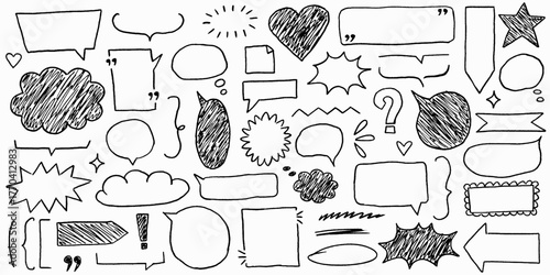 Naive kids drawings with sketchy borders. Cute playful elements and black crayon strokes. Text box chalkboard frame with fun energy.