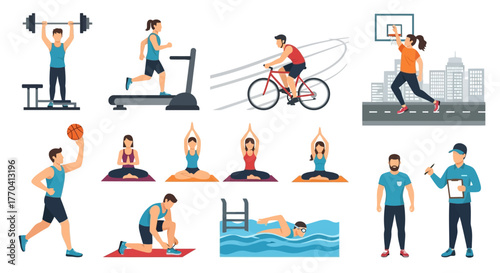 Diverse People Engaged in Various Sports and Fitness Activities