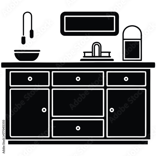 kitchen counter line art