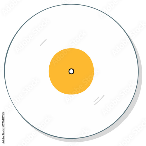 Stylized vintage vinyl record with orange label and grey grooves