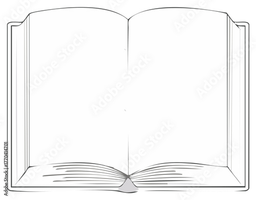 Open book with blank pages invitingly displayed with a simple line drawing style