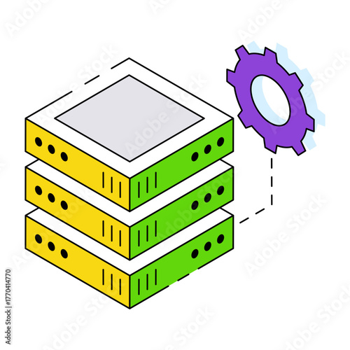 Db rack with gear, icon of server setting