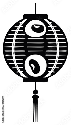 Cultural decorative lantern graphic art with intricate pattern and hanging tassel