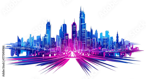 City skyline illustration graphic buildings skyscrapers urban design abstract