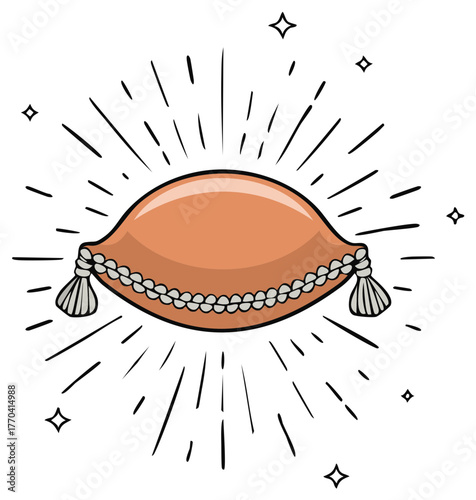 Elegant amulet adorned with delicate pearls, mystic starburst, ancient charm, magical design