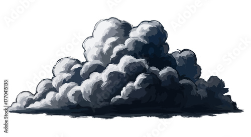 Dramatic cloud formation illustration isolated on white background weather symbol concept