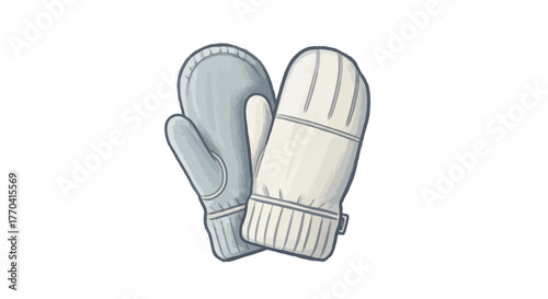Pair of winter mittens illustration on white background