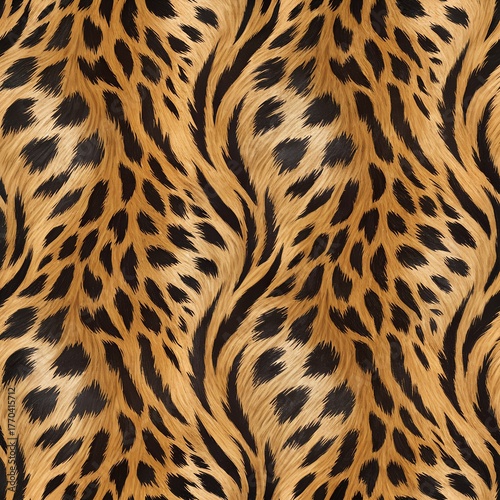 An abstract leopard fur texture with a flowing wavy pattern, Photorealistic image - Generative AI
