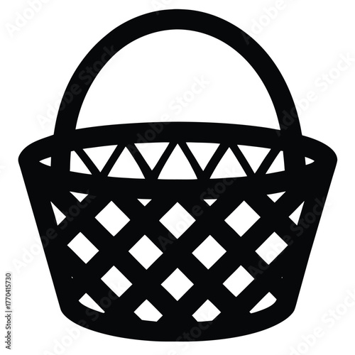 woven basket decor icon on white background