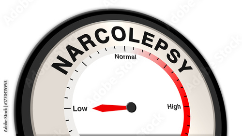 Photos Narcolepsy at low severity displayed on a barometer or tachometer, indicating mi