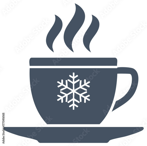 Steaming Hot Drink Cup with Snowflake Symbol for Winter Season Graphic